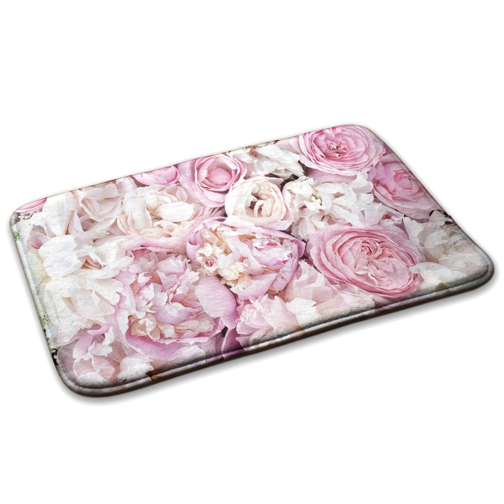 Covoare, Decormat, Model floral, Roz, 75x45 cm, 010350680010100088354