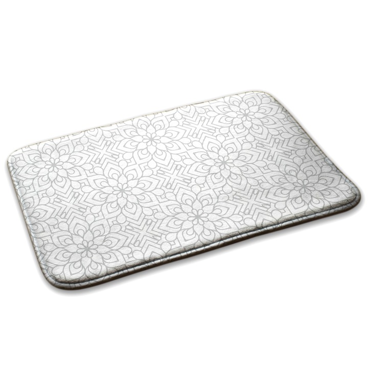 Covoare, Decormat, Model floral geometric, Gri, 75x45 cm, 010350680010100278715