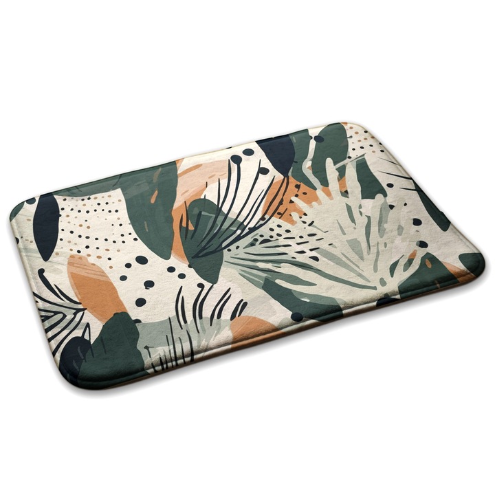 Covoare, Decormat, Model de frunze abstracte, Verde deschis, 90x60 cm, 010350680020200278898