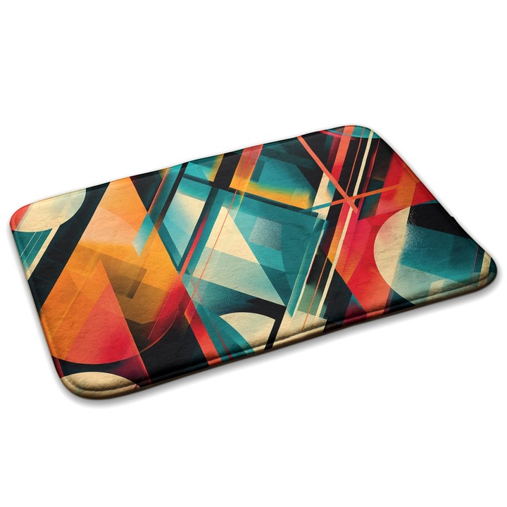 Covoare, Decormat, Grafica geometrica abstracta, Portocaliu, 75x45 cm, 010350680010100278990