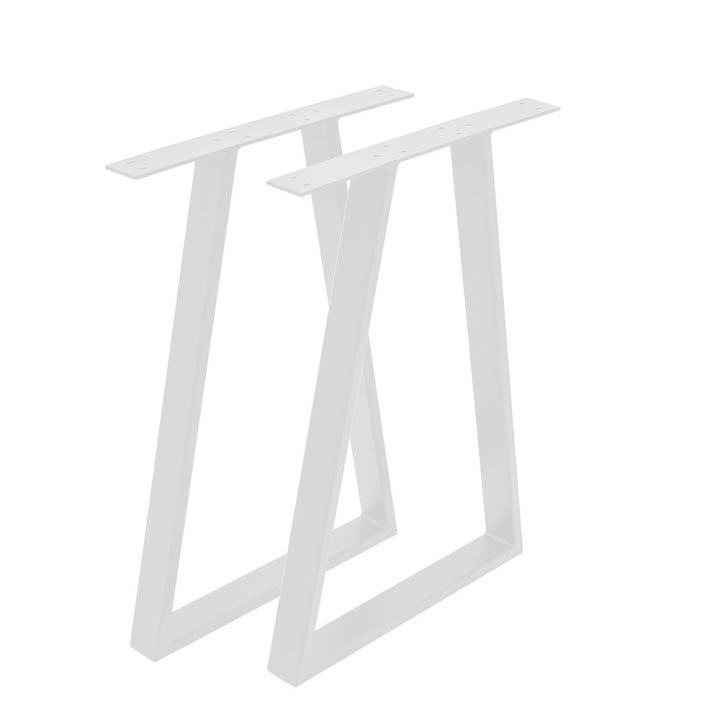 Set 2 picioare masa stil scandinav Trapez, Profil Lat, Vopsire in camp electrostatic, Finisaje Premium, BalustradeTM, Metal Alb H72x50x6 cm