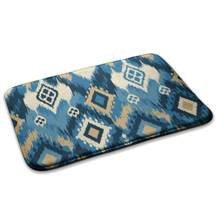 Covoare, Decormat, Model etnic, Albastru, 75x45 cm, 010350680010100279021