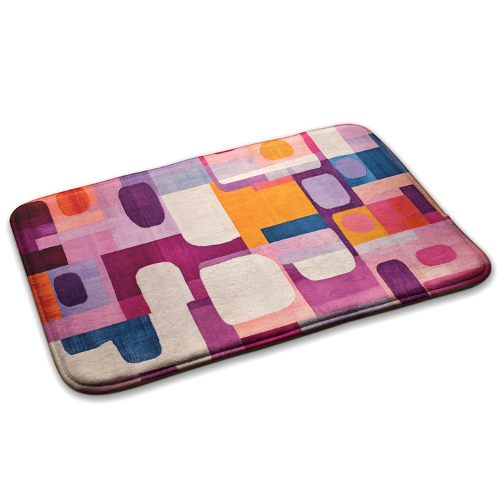 Covoare, Decormat, Compozitie geometrica abstracta, Roz, 75x45 cm, 010350680010100278966