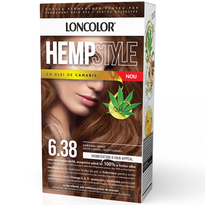 Vopsea permanenta pentru par Loncolor HempStyle Nr 6.38 Caramel Sarat, 100 ml