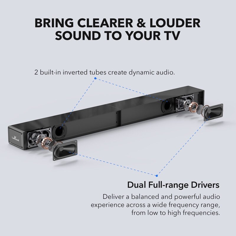 Soundbar LARKSOUND, sistem audio surround, Bluetooth, 31 inch, 30.98x2.36x3.54 inch