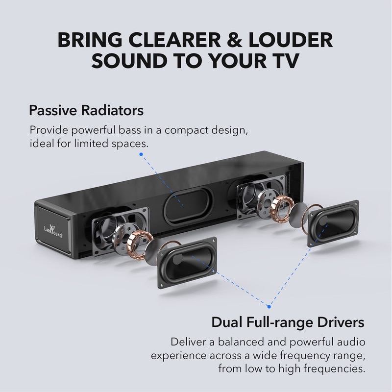 Soundbar LARKSOUND, 15.75x3.54x2.36 in, Bluetooth, cu telecomanda si cabluri