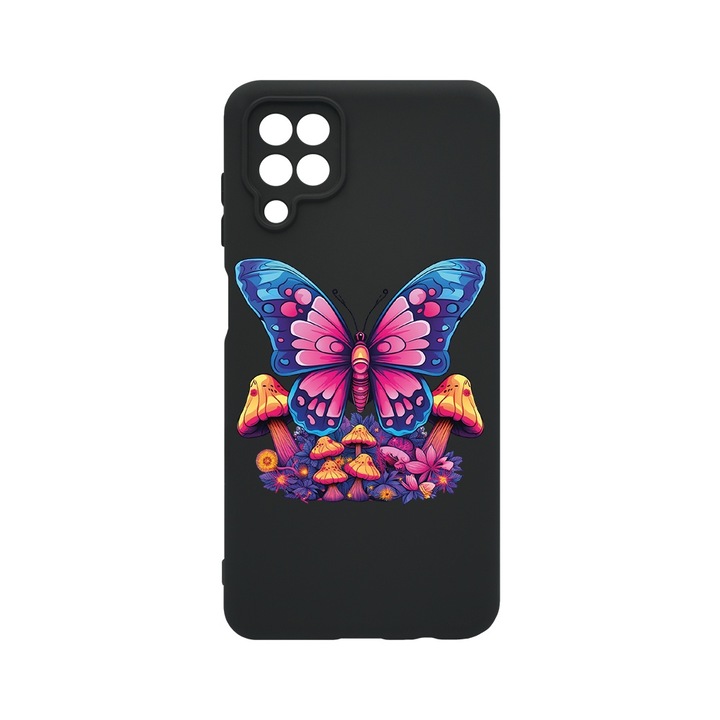 BestCase® Husa Slim Premium Silicon 1.2MM, Compatibila cu Samsung Galaxy A12 / Galaxy M12, Dream Colors - Butterfly, Microfibra in interior, Antisoc, Protectie camera si ecran, PB 1573