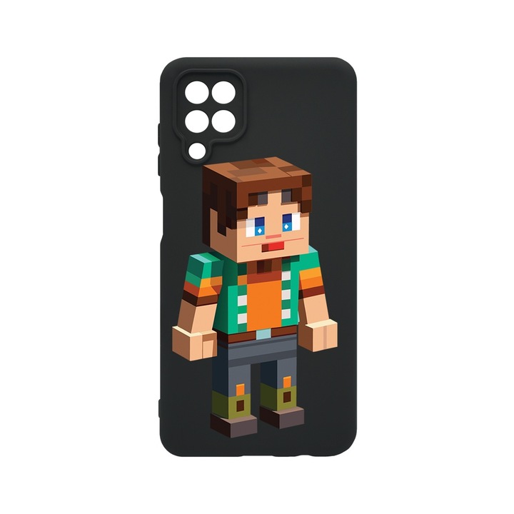 BestCase® Husa Slim Premium Silicon 1.2MM, Compatibila cu Samsung Galaxy A12 / Galaxy M12, Minecraft Character, Microfibra in interior, Antisoc, Protectie camera si ecran, PB 1682