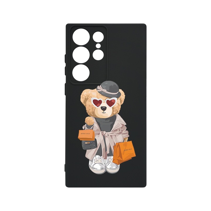 BestCase® Husa Slim Premium Silicon 1.2MM, Compatibila cu Samsung Galaxy S23 Ultra, Teddy Bear Shopping, Microfibra in interior, Antisoc, Protectie camera si ecran, PB 1458