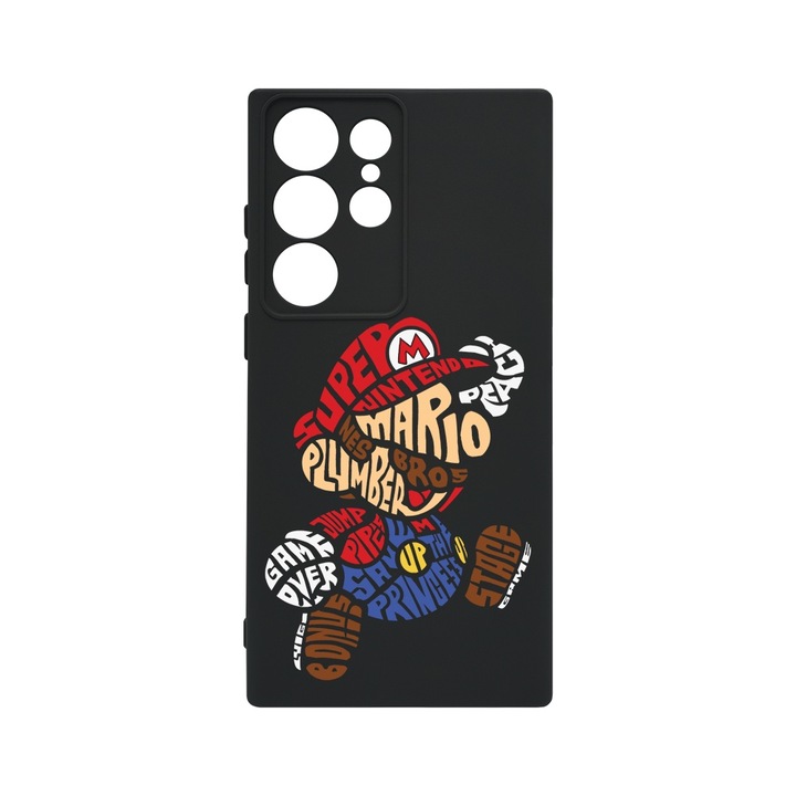 BestCase® Husa Slim Premium Silicon 1.2MM, Compatibila cu Samsung Galaxy S23 Ultra, Calligraphy Super Mario, Microfibra in interior, Antisoc, Protectie camera si ecran, PB 1524