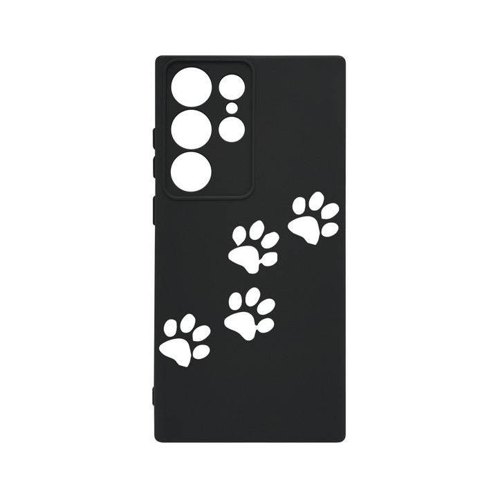 BestCase® Husa Slim Premium Silicon 1.2MM, Compatibila cu Samsung Galaxy S23 Ultra, Paw Prints, Microfibra in interior, Antisoc, Protectie camera si ecran, PB 1668