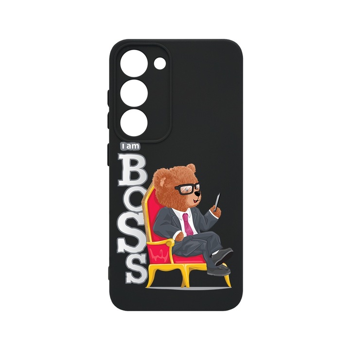 BestCase® Husa Slim Premium Silicon 1.2MM, Compatibila cu Samsung Galaxy S23, Teddy Bear - I'm Boss, Microfibra in interior, Antisoc, Protectie camera si ecran, PB 1496