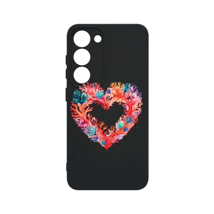 BestCase® Husa Slim Premium Silicon 1.2MM, Compatibila cu Samsung Galaxy S23, Coral Heart, Microfibra in interior, Antisoc, Protectie camera si ecran, PB 1599