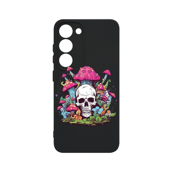 BestCase® Husa Slim Premium Silicon 1.2MM, Compatibila cu Samsung Galaxy S23 Plus, Dream Colors - Skull and Mushrooms, Microfibra in interior, Antisoc, Protectie camera si ecran, PB 1578