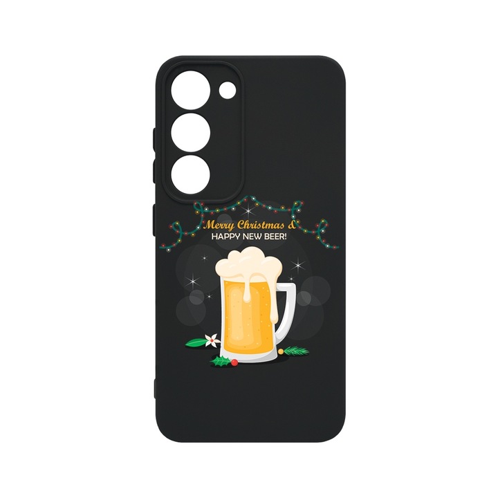 BestCase® Husa Slim Premium Silicon 1.2MM, Compatibila cu Samsung Galaxy S23, Happy New Beer!, Microfibra in interior, Antisoc, Protectie camera si ecran, PB 1606
