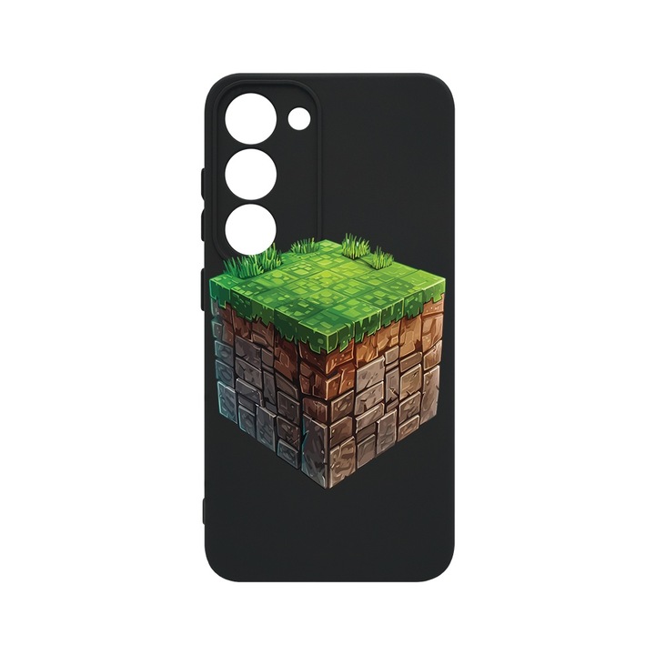 BestCase® Husa Slim Premium Silicon 1.2MM, Compatibila cu Samsung Galaxy S23, Minecraft World, Microfibra in interior, Antisoc, Protectie camera si ecran, PB 1680