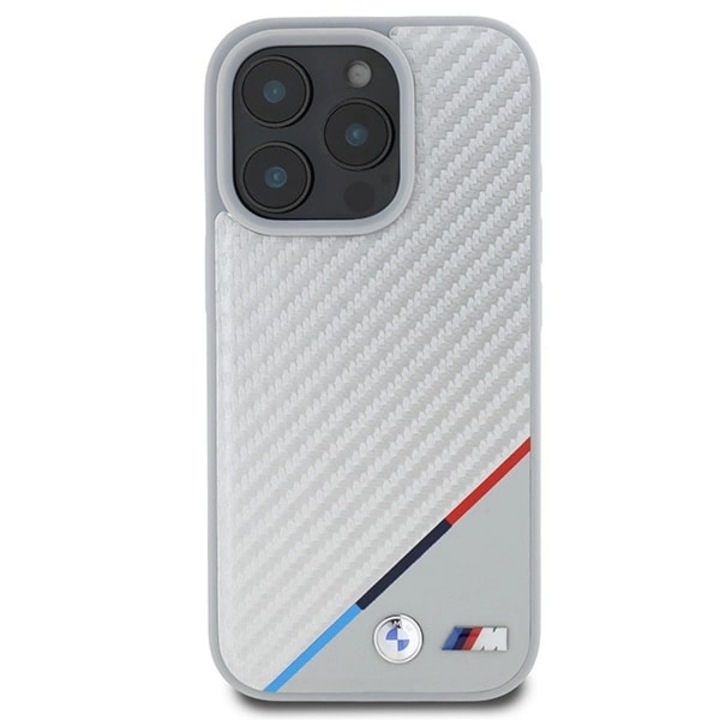 BMW BMHMP16L23PUDTS iPhone 16 Pro 6,3" készülékhez keménytok M Carbon Tricolor Line MagSafe szürke
