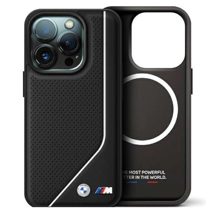 BMW M Perforated Twisted Line MagSafe tok kompatibilis az iPhone 16 Pro Black készülékkel