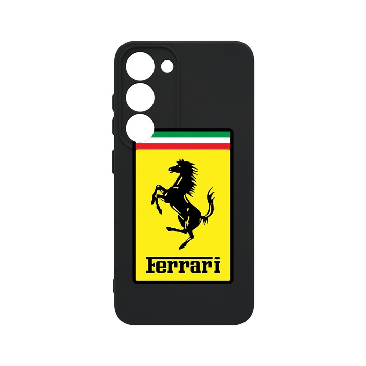 BestCase® Husa Slim Premium Silicon 1.2MM, Compatibila cu Samsung Galaxy S23 Plus, Logo Ferrari, Microfibra in interior, Antisoc, Protectie camera si ecran, PB 1773