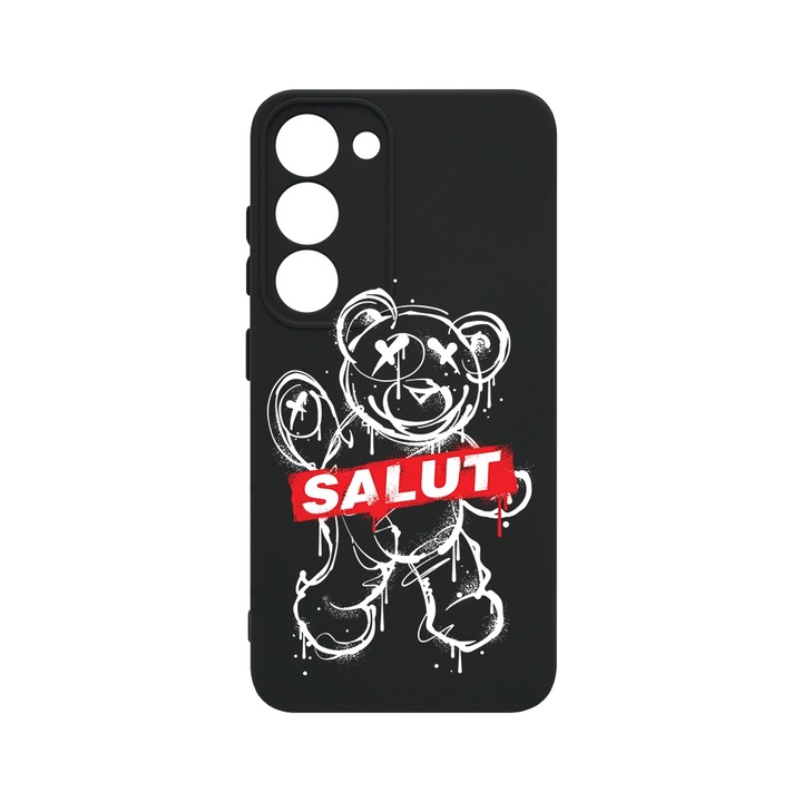 BestCase® Husa Slim Premium Silicon 1.2MM, Compatibila cu Samsung Galaxy S23, Teddy Bear Salut, Microfibra in interior, Antisoc, Protectie camera si ecran, PB 1548