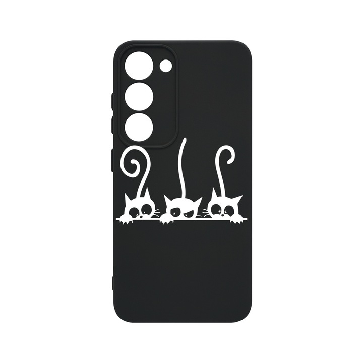 BestCase® Husa Slim Premium Silicon 1.2MM, Compatibila cu Samsung Galaxy S23, Cats, Microfibra in interior, Antisoc, Protectie camera si ecran, PB 1667