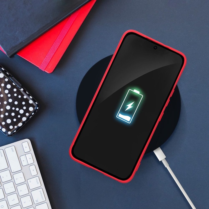 Husa pentru Samsung Galaxy A56 5G, silicon, interior de catifea, Peach