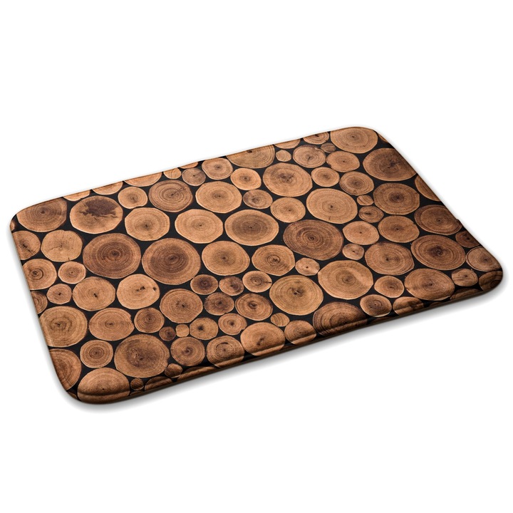 Covoare, Decormat, Sectiuni transversale ale trunchiurilor copacilor, Maro, 75x45 cm, 010350680010100278964