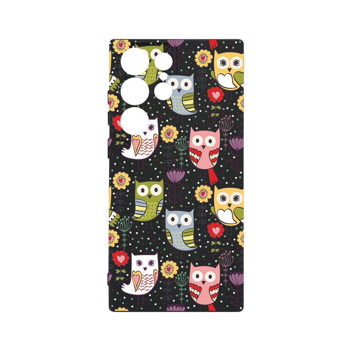 BestCase® Husa Slim Premium Silicon 1.2MM, Compatibila cu Samsung Galaxy S23 Ultra, Owl Pattern, Microfibra in interior, Antisoc, Protectie camera si ecran, PB 1437