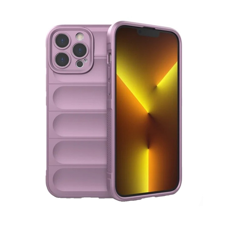 Husa protectie Wave style, compatibila cu iPhone 14 Pro, antisoc, silicon Mov, interior din microfibra, anti-alunecare, protectie camera, protectie ecran, ISAG