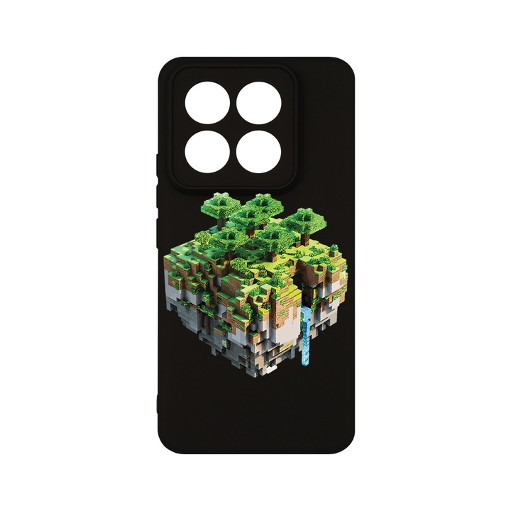 BestCase 0.8mm Slim Szilikon telefontok, kompatibilis modell Xiaomi 14T, Minecraft, Kamera védő, Fekete, c-B 1679