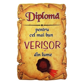 Magnet Diploma pentru Cel mai bun VERISOR din lume, lemn Magnet Diploma pentru Cel mai bun VERISOR din lume, lemn