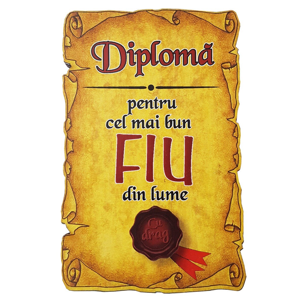 Magnet Diploma Pentru Cel Mai Bun Fiu Din Lume Lemn Emagro