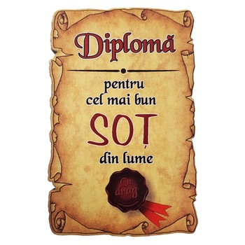 Magnet Diploma pentru Cel mai bun SOT din lume, lemn Magnet Diploma pentru Cel mai bun SOT din lume, lemn