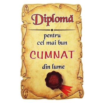 Magnet Diploma pentru cel mai bun CUMNAT din lume, lemn Magnet Diploma pentru cel mai bun CUMNAT din lume, lemn