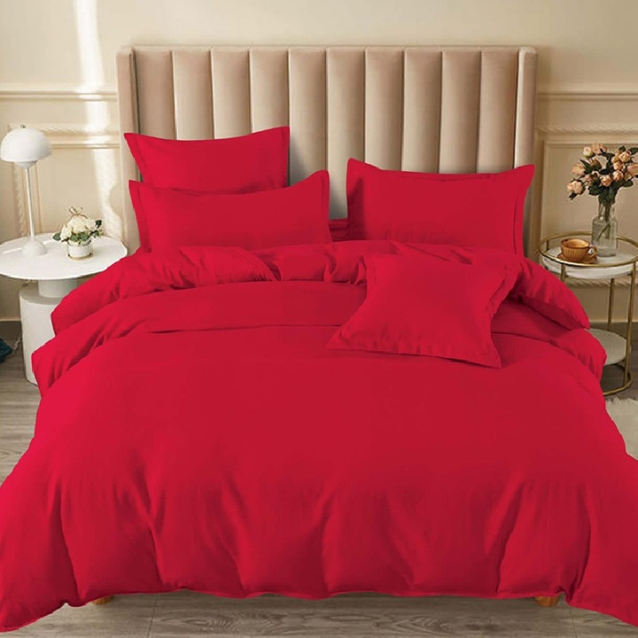 Gumis ágynemű 2 személyes, Pucioasa, 180x200, Junne, Piros, Finet, 6 db