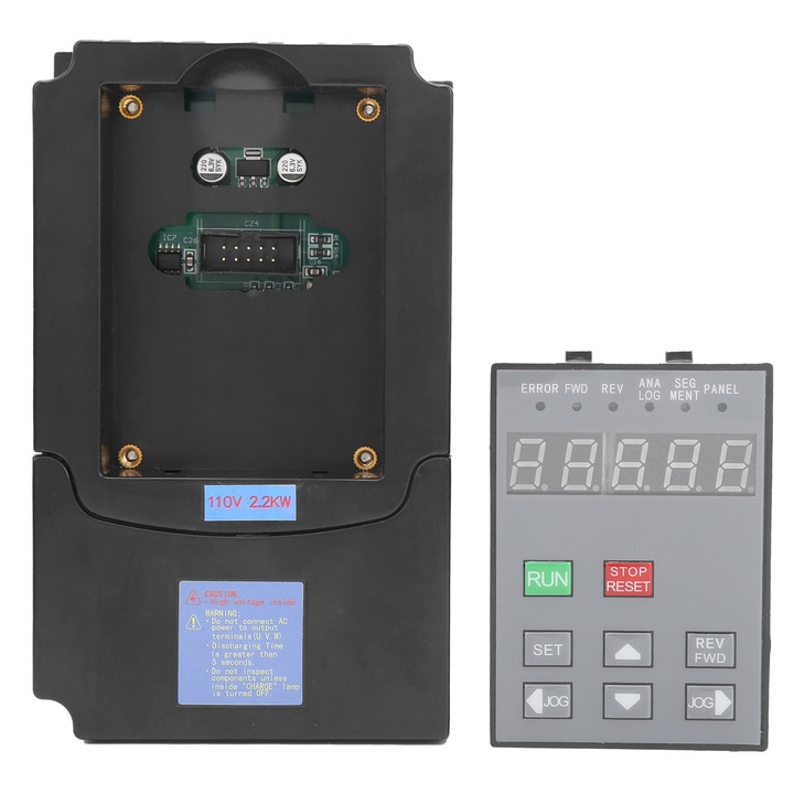 Jormftte 2.2KW frekvenciaváltó, 95-135V egyfázisú bemenet, 110V háromfázisú kimenet, méretek 14x11.5x8.5cm
