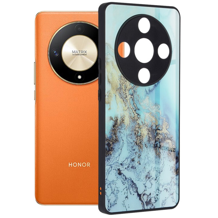 Husa compatibila cu Honor Magic5 Lite, RAO Elegance, Glaze Series, V74, Premium Lexgard, Sky BlueOcean