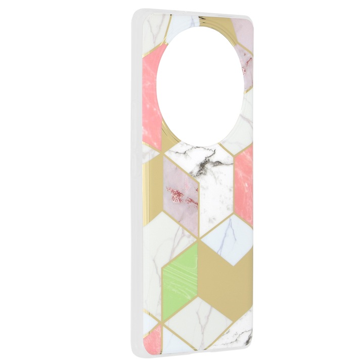Husa compatibila cu Honor Magic5 Lite, RAO Elegance, Marble Series, V75, Plastic, Mov Hex