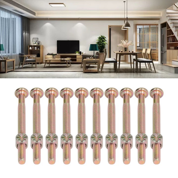 10 készlet M6-os horganyzott rozsdamentes acél kiságy csavarok hatlapfejű csavarok bútor vasalat készletM6x70mm