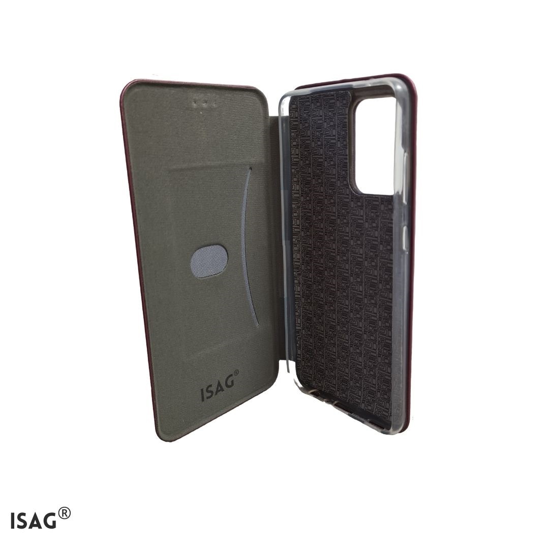 Husa compatibila cu Samsung Galaxy S21 FE din piele ecologica, negru, flip cover tip carte cu suport carduri, stand pentru video, ISAG®
