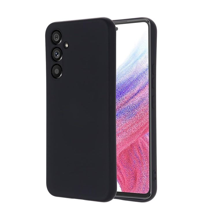 Husa slim compatibila cu Samsung Galaxy A55, silicon Negru, cu interior de catifea, PlanetPhone®