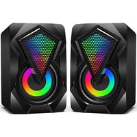 Boxe Gaming 2.0, conectare jack 3.5mm, alimentare USB, Boxe PC, stereo, iluminare RGB, Negre