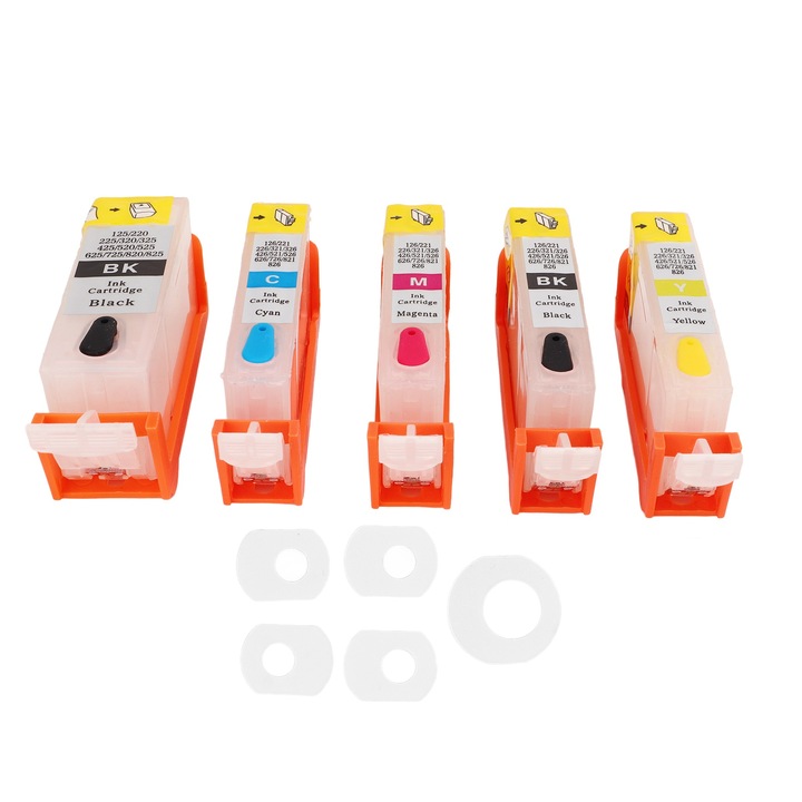 Cartuse imprimanta Jormftte set 5PCS, 4 culori, dimensiuni variate, rezistenta la scurgeri