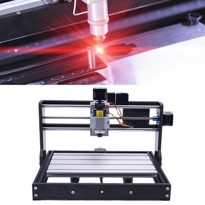 CNC gravírozógép 3018 Pro, Jormftte, 3 tengelyes, 300x180x40mm, alumínium, műanyag