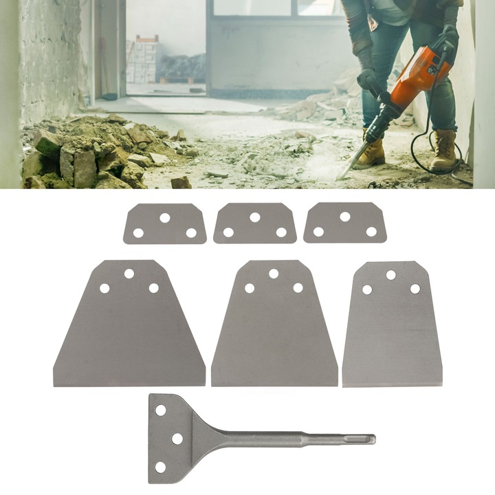 Csempeeltávolító kalapács és véső, Jormftte, tartozékkészlettel, 4in, 5in, 6in, rugalmas acél