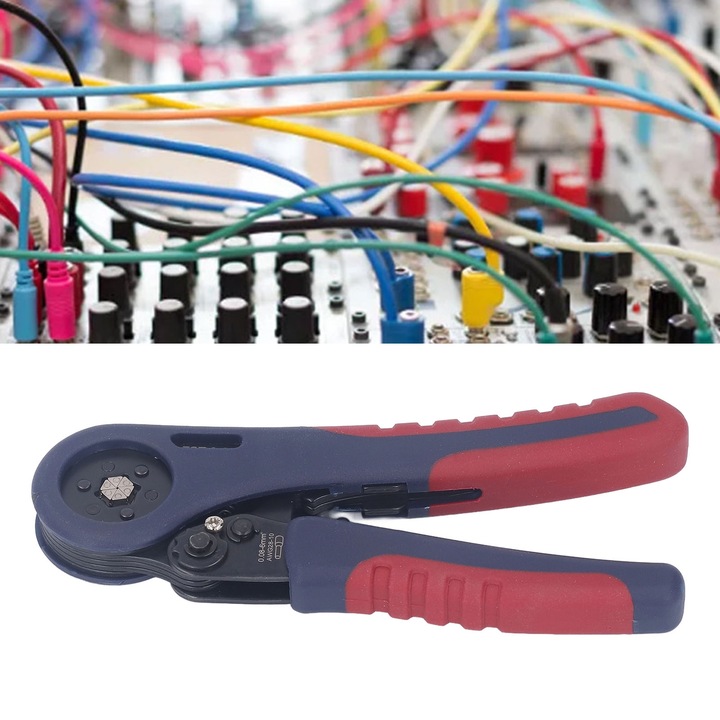 Jormftte krimpelő fogó érvéghüvelyekhez, önbeállító, ergonomikus fogantyú, nejlon és rézötvözet, 0.08-6mm