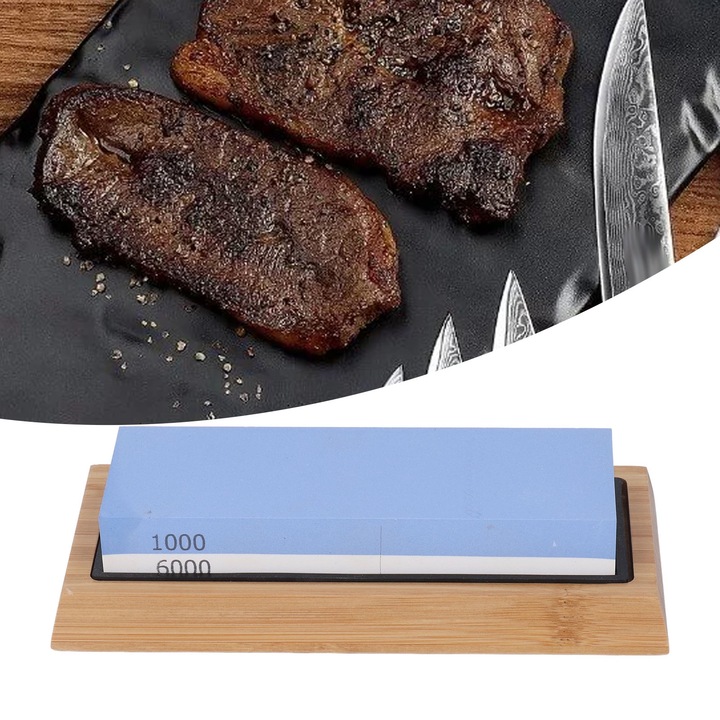 Jormftte 1000/6000 élezőkő, késélező tartozékkészlet, gumitalp, bambusz tartó