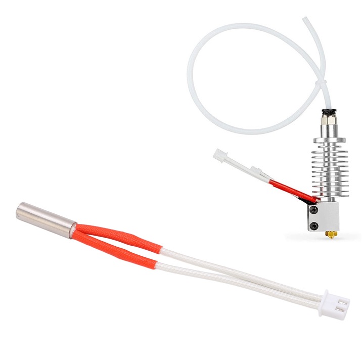 5 db fűtőpatron 3D nyomtató frissítés extruderhez, Hotend 40W 100K fűtőrudakhoz, DC12V termisztorral (kábelhossz 80mm)