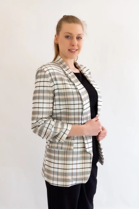 Sacou dama, Nelino, Bumbac/Poliester, Maneci 3/4, Bej