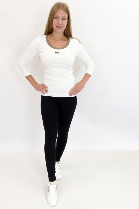 NeliNo női leggings, sima, rugalmas, fekete, pamut